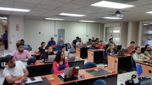 Photo of workshop venue showing Participants in the Data Carpentry Genomics workshop