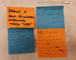 Example responses from learners on something they learned at the workshop.